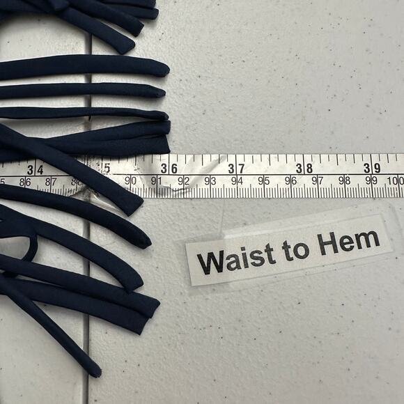 Margos Womens Silk Midi Skirt 7/8 Fringe Boho Festival Western Blue - Picture 7 of 8